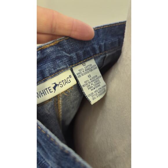 Vintage Cottagecore Prairie Cotton Denim Midi Button Down Skirt Women's 12 - Picture 5 of 8